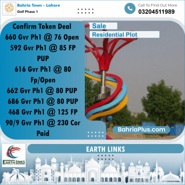 10 Marla Residential Plot for Sale in Golf Phase 1 -  Bahria Town, Lahore - (BP-273826)