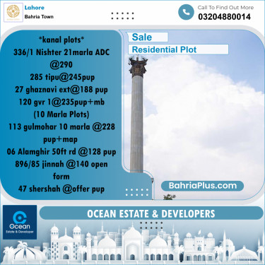Residential Plot for Sale in Bahria Town, Lahore - (BP-273848)