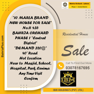 10 Marla Residential House for Sale in Phase 1 - Central District -  Bahria Orchard, Lahore - (BP-273851)