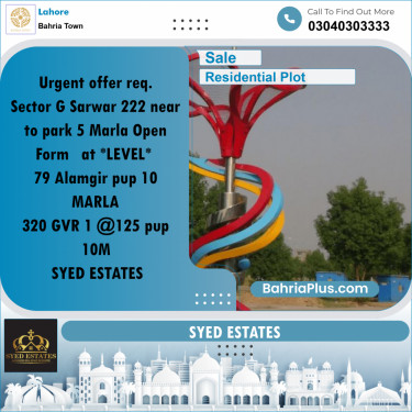 Residential Plot for Sale in Bahria Town, Lahore - (BP-273898)