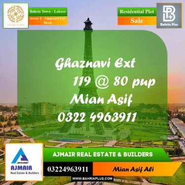 Residential Plot for Sale in Sector F - Ghaznavi Ext. Block -  Bahria Town, Lahore - (BP-273966)