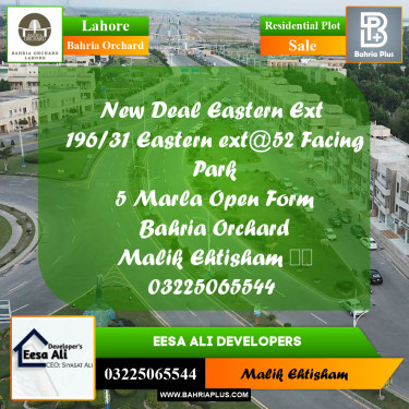 5 Marla Residential Plot for Sale in Bahria Orchard, Lahore - (BP-273976)