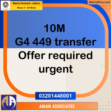 10 Marla Residential Plot for Sale in Phase 4 - G4 Block -  Bahria Orchard, Lahore - (BP-273981)