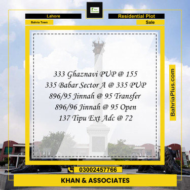 Residential Plot for Sale in Bahria Town, Lahore - (BP-274086)