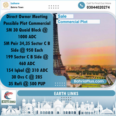 5 Marla Commercial Plot for Sale in Bahria Town, Lahore - (BP-274192)