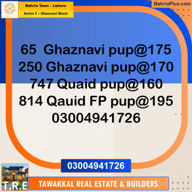 10 Marla Residential Plot for Sale in Sector F - Ghaznavi Block -  Bahria Town, Lahore - (BP-274199)