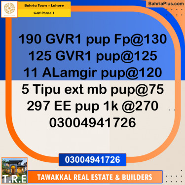 10 Marla Residential Plot for Sale in Golf Phase 1 -  Bahria Town, Lahore - (BP-274202)