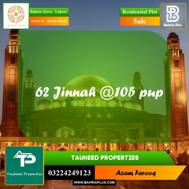 5 Marla Residential Plot for Sale in Sector E - Jinnah Block -  Bahria Town, Lahore - (BP-274247)