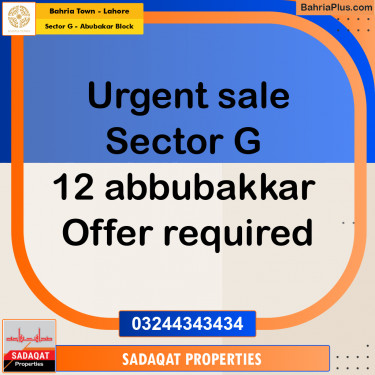 10 Marla Residential Plot for Sale in Sector G - Abubakar Block -  Bahria Town, Lahore - (BP-274265)