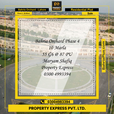 10 Marla Residential Plot for Sale in Phase 4 - G6 Block -  Bahria Orchard, Lahore - (BP-274268)