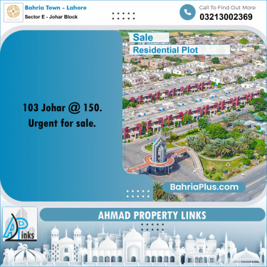 10 Marla Residential Plot for Sale in Sector E - Johar Block -  Bahria Town, Lahore - (BP-274320)