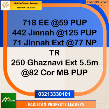 5 Marla Residential Plot for Sale in Sector D - EE Block -  Bahria Town, Lahore - (BP-274372)