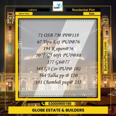 Residential Plot for Sale in Bahria Town, Lahore - (BP-274430)