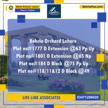 8 Marla Residential Plot for Sale in Phase 2 - D Block -  Bahria Orchard, Lahore - (BP-274530)