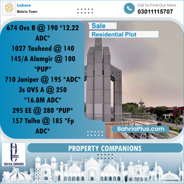 Residential Plot for Sale in Bahria Town, Lahore - (BP-274565)