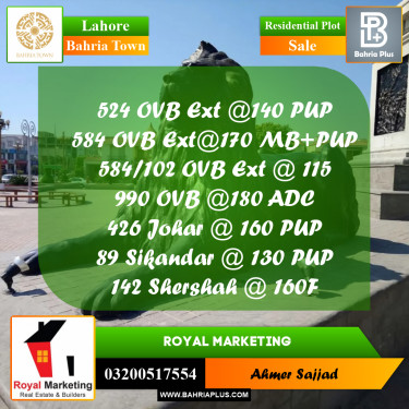 Residential Plot for Sale in Bahria Town, Lahore - (BP-274578)