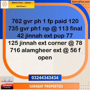 10 Marla Residential Plot for Sale in Golf Phase 1 -  Bahria Town, Lahore - (BP-274702)