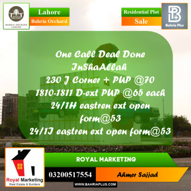 Residential Plot for Sale in Bahria Orchard, Lahore - (BP-274708)