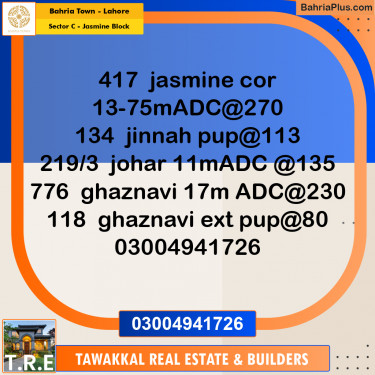 10 Marla Residential Plot for Sale in Sector C - Jasmine Block -  Bahria Town, Lahore - (BP-274718)