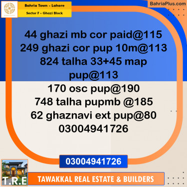 10 Marla Residential Plot for Sale in Sector F - Ghazi Block -  Bahria Town, Lahore - (BP-274727)