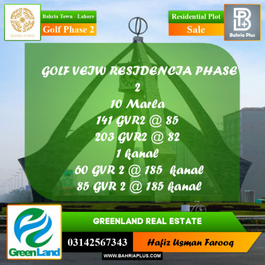 10 Marla Residential Plot for Sale in Golf Phase 2 -  Bahria Town, Lahore - (BP-274765)
