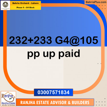 10 Marla Residential Plot for Sale in Phase 4 - G4 Block -  Bahria Orchard, Lahore - (BP-274774)