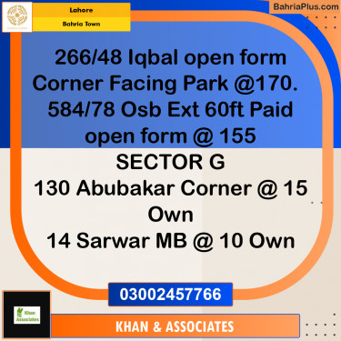 Residential Plot for Sale in Bahria Town, Lahore - (BP-274848)