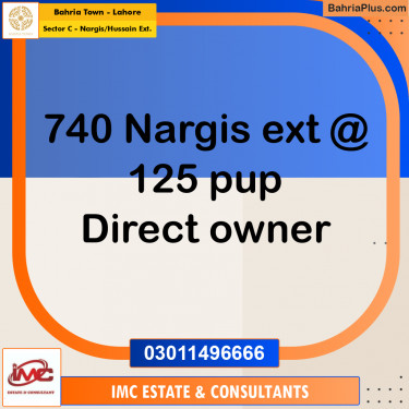 Residential Plot for Sale in Sector C - Nargis/Hussain Ext. -  Bahria Town, Lahore - (BP-274886)