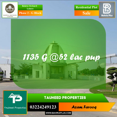 5 Marla Residential Plot for Sale in Phase 2 - G Block -  Bahria Orchard, Lahore - (BP-274905)