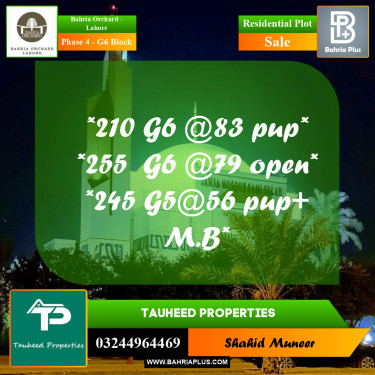 5 Marla Residential Plot for Sale in Phase 4 - G6 Block -  Bahria Orchard, Lahore - (BP-274923)