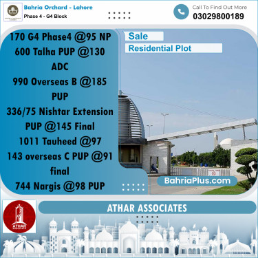 10 Marla Residential Plot for Sale in Phase 4 - G4 Block -  Bahria Orchard, Lahore - (BP-274938)