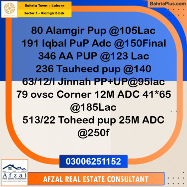 10 Marla Residential Plot for Sale in Sector F - Alamgir Block -  Bahria Town, Lahore - (BP-274940)