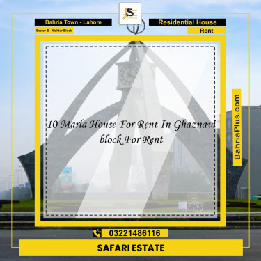 10 Marla Residential House for Rent in Sector E - Nishtar Block -  Bahria Town, Lahore - (BP-274966)