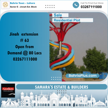 Residential Plot for Sale in Sector E - Jinnah Ext. Block -  Bahria Town, Lahore - (BP-274985)