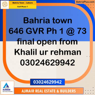 5 Marla Residential Plot for Sale in Golf Phase 1 -  Bahria Town, Lahore - (BP-275048)