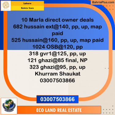 Residential Plot for Sale in Bahria Town, Lahore - (BP-275109)