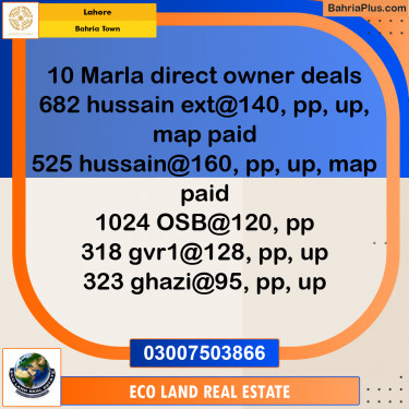 Residential Plot for Sale in Bahria Town, Lahore - (BP-275110)