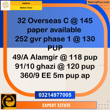 Residential Plot for Sale in Bahria Town, Lahore - (BP-275148)