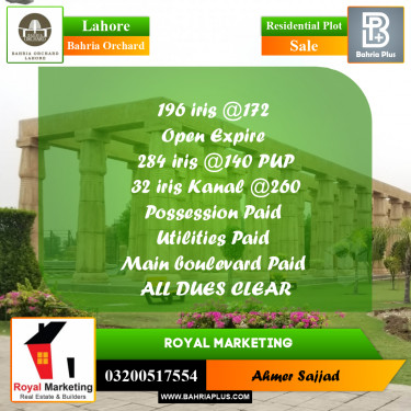 Residential Plot for Sale in Bahria Orchard, Lahore - (BP-275256)