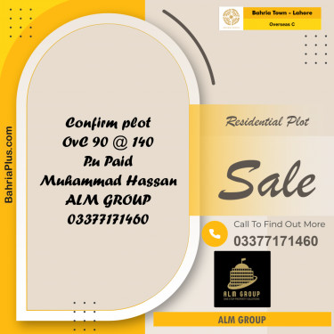 10 Marla Residential Plot for Sale in Overseas C -  Bahria Town, Lahore - (BP-275298)