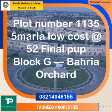 5 Marla Residential Plot for Sale in Phase 2 - G Block -  Bahria Orchard, Lahore - (BP-275353)