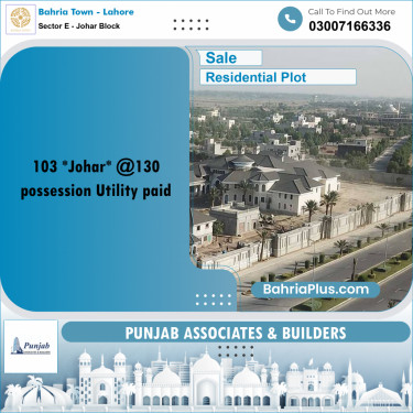 Residential Plot for Sale in Sector E - Johar Block -  Bahria Town, Lahore - (BP-275381)