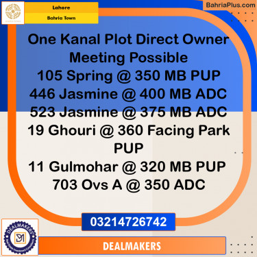 Residential Plot for Sale in Bahria Town, Lahore - (BP-275406)