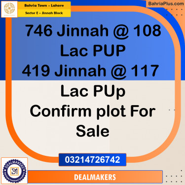 5 Marla Residential Plot for Sale in Sector E - Jinnah Block -  Bahria Town, Lahore - (BP-275449)