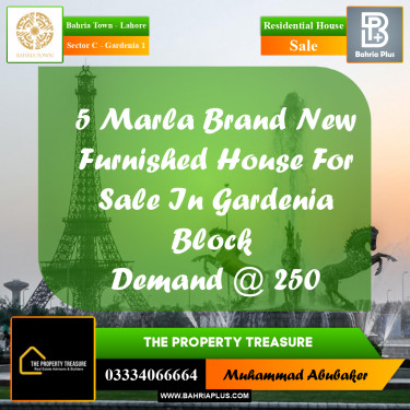 5 Marla Residential House for Sale in Sector C - Gardenia 1 -  Bahria Town, Lahore - (BP-275484)