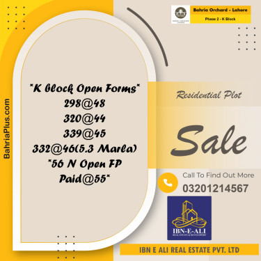 5 Marla Residential Plot for Sale in Phase 2 - K Block -  Bahria Orchard, Lahore - (BP-275553)