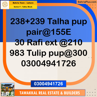 10 Marla Residential Plot for Sale in Sector F - Talha Block -  Bahria Town, Lahore - (BP-275596)