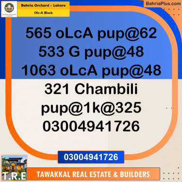 5 Marla Residential Plot for Sale in OLC-A Block -  Bahria Orchard, Lahore - (BP-275601)