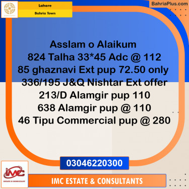 Residential Plot for Sale in Bahria Town, Lahore - (BP-275645)