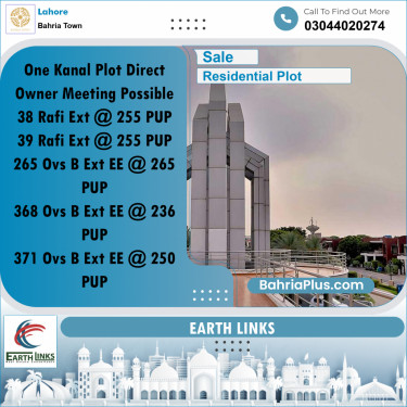 1 Kanal Residential Plot for Sale in Bahria Town, Lahore - (BP-275663)